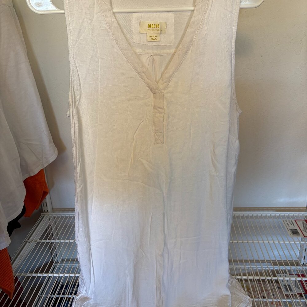 Maeve sleeveless white cotton blouse